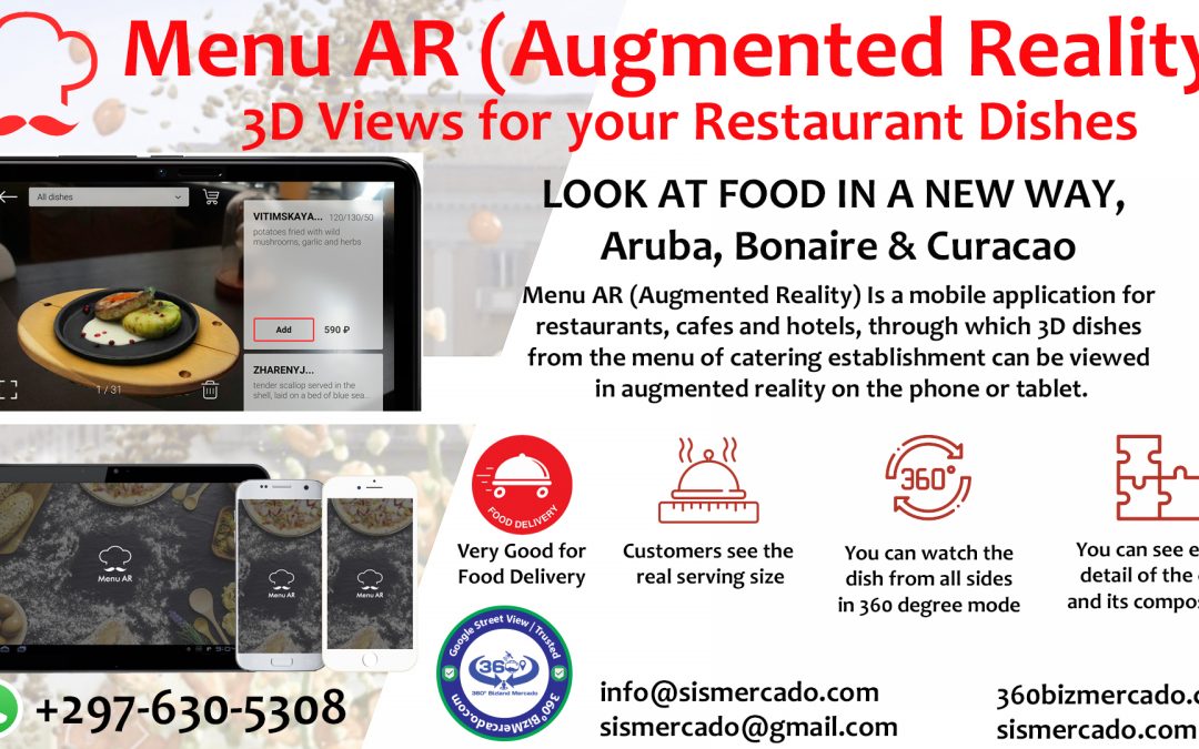 Menu AR Augmented Reality Food Aruba Very good for Food Delivery!